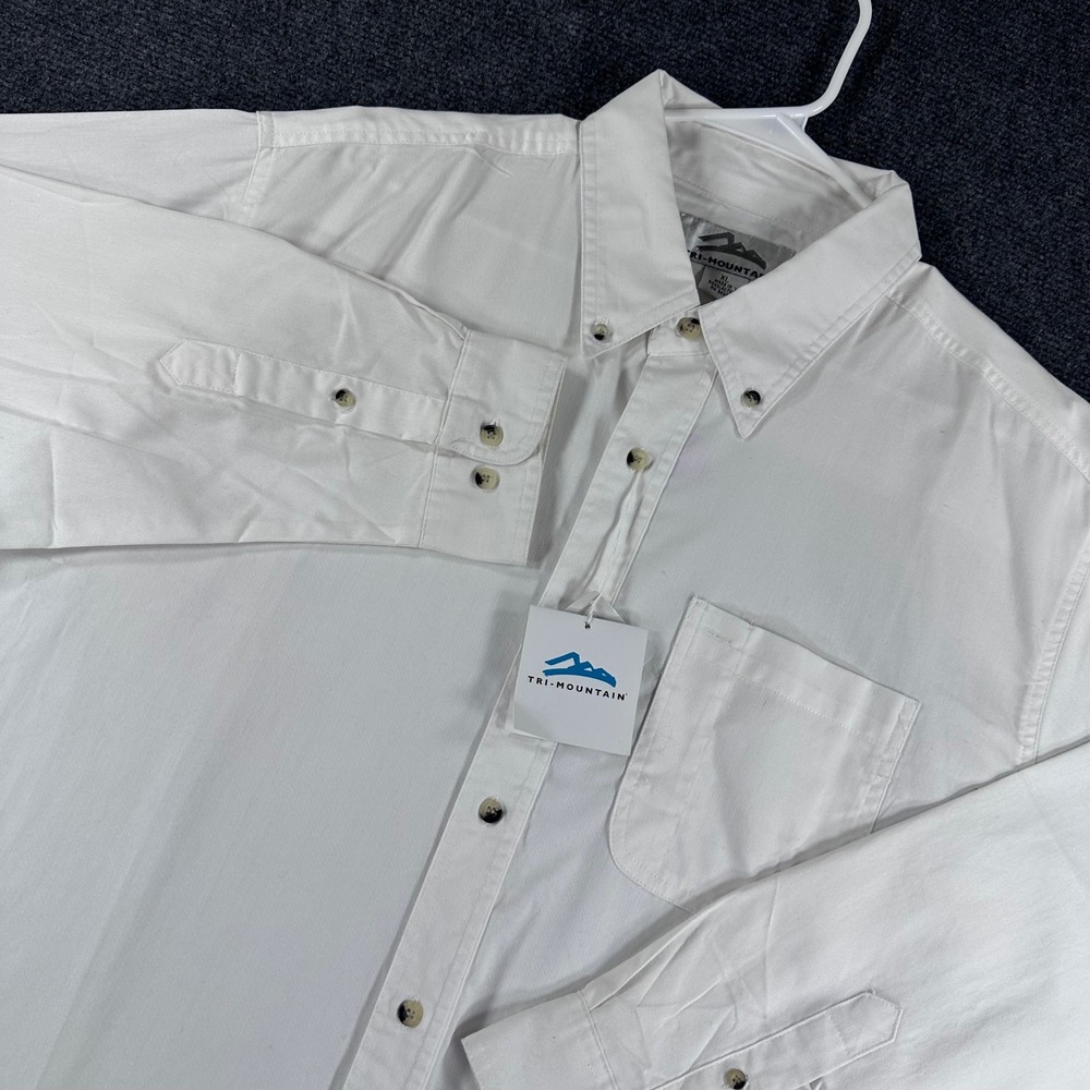 Tri-Mountain Button Down Shirt Mens XL Extra Large White Stain Resistant NWT